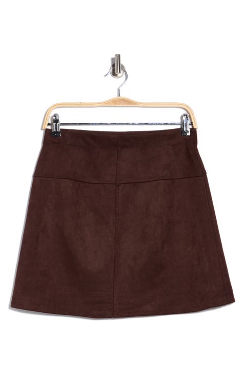 Faux Suede A-Line Miniskirt