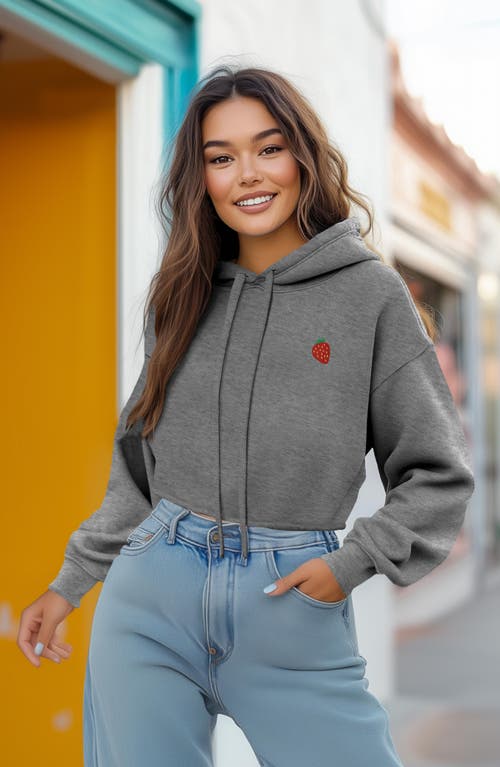 Dalix Strawberry Cropped Fleece Hoodie In Deep Heather