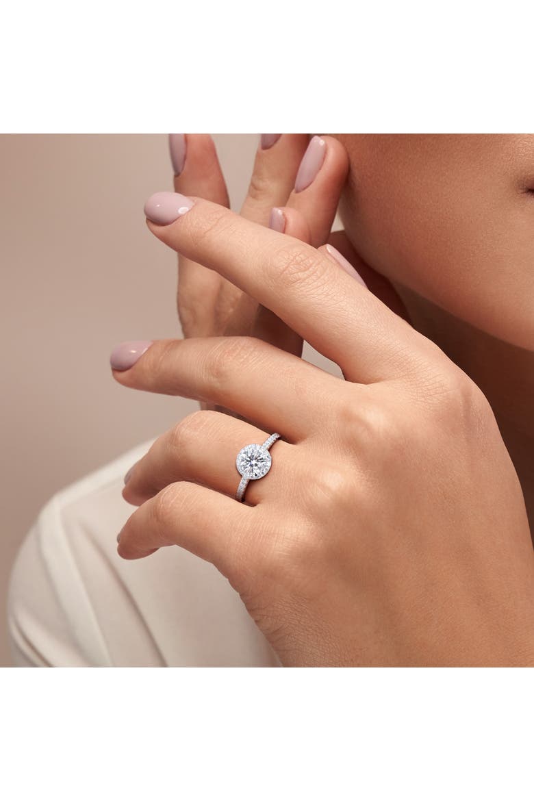 1-1/3 CTW Lab-Grown Diamond Halo Ring 14k, Alternate, color, White Gold