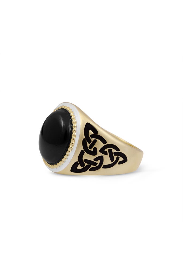 Black Onyx Sterling Silver Men Signet Ring With Enamel, Alternate, color, 14KT Gold Vermeil on Sterling