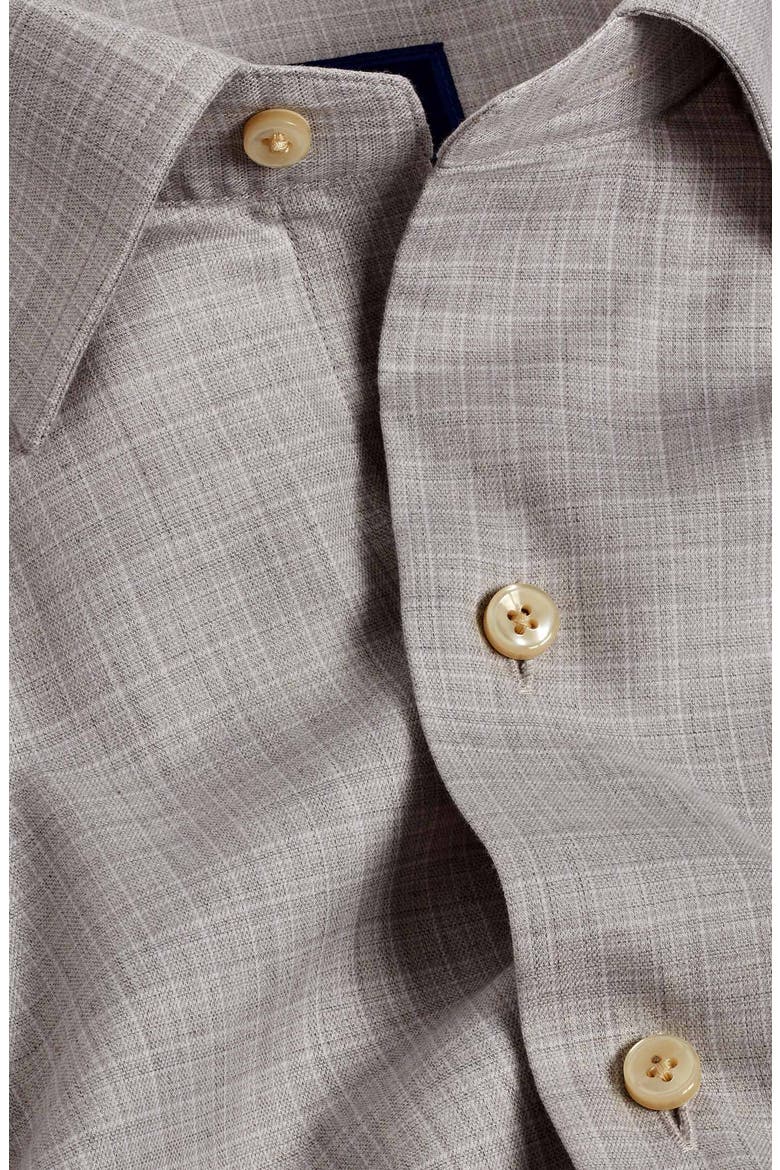 Twill Check Cotton Sport Shirt, Alternate, color, PEARL