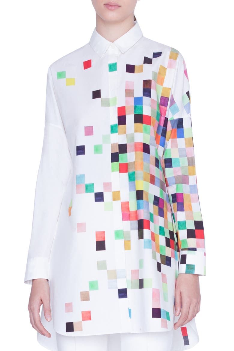 Pixel Print Tunic Shirt, Main, color, CREAM PIXELPRINT