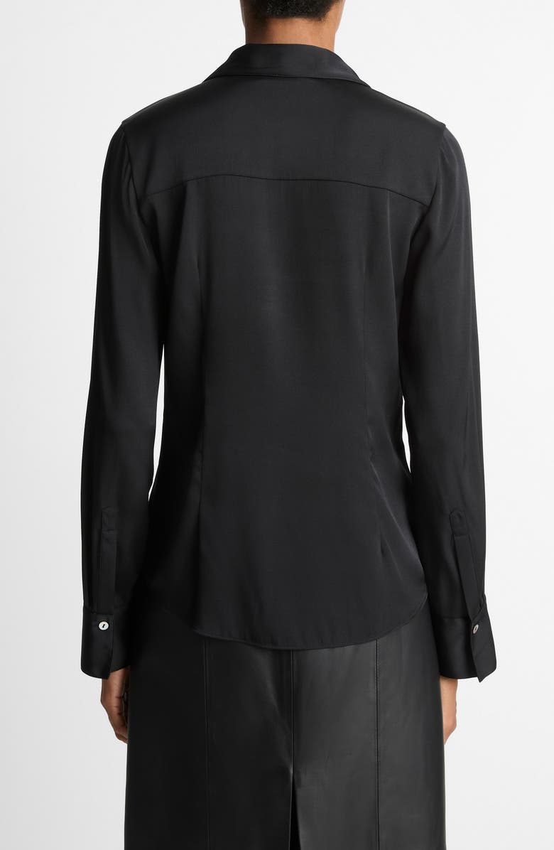Vince Slim Fit Silk Blend Button-Up Shirt, Alternate, color, Black