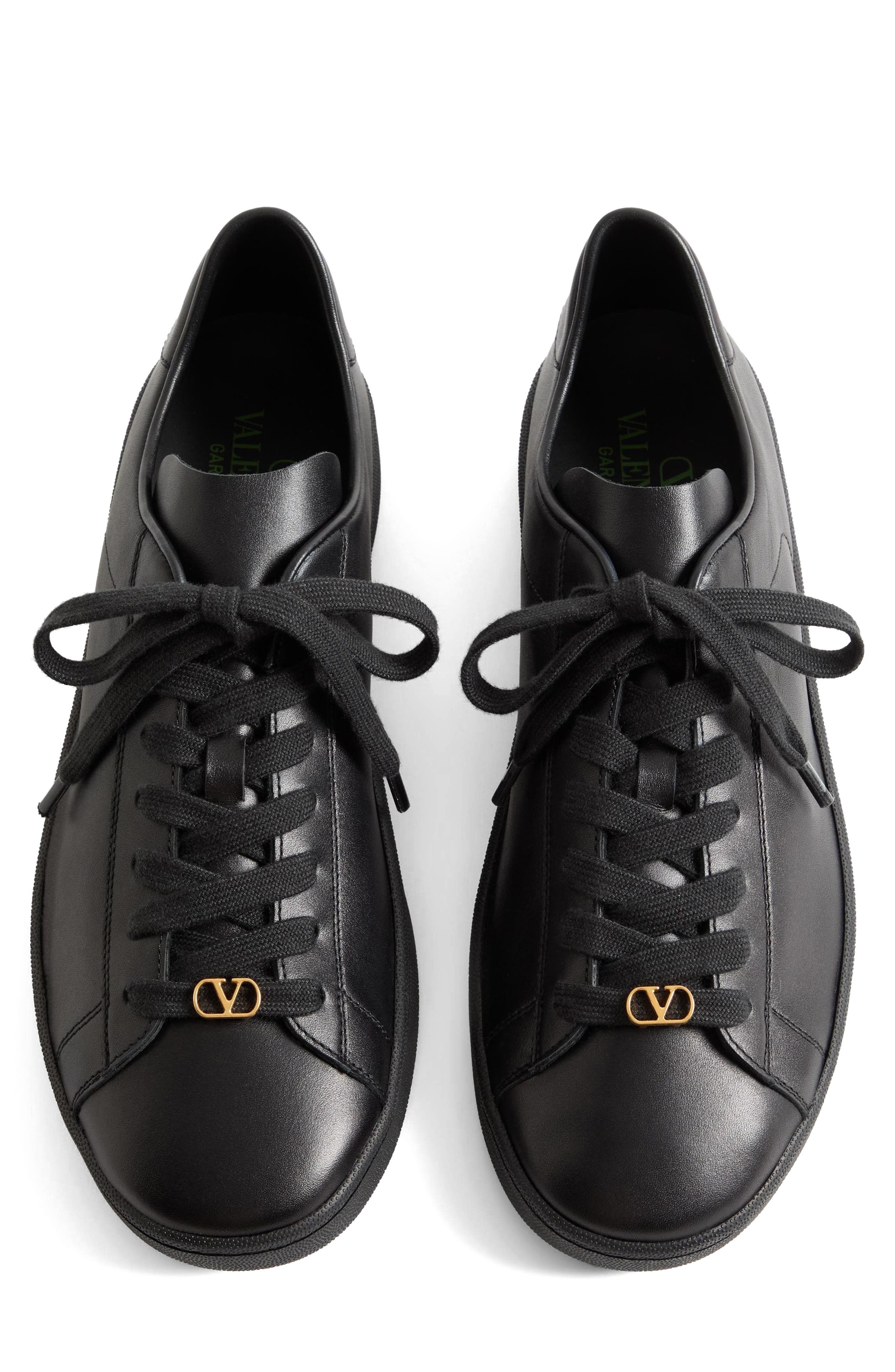 Valentino Garavani Calfskin Leather Sneaker, Alternate, color, Nero/ Green/ Nero