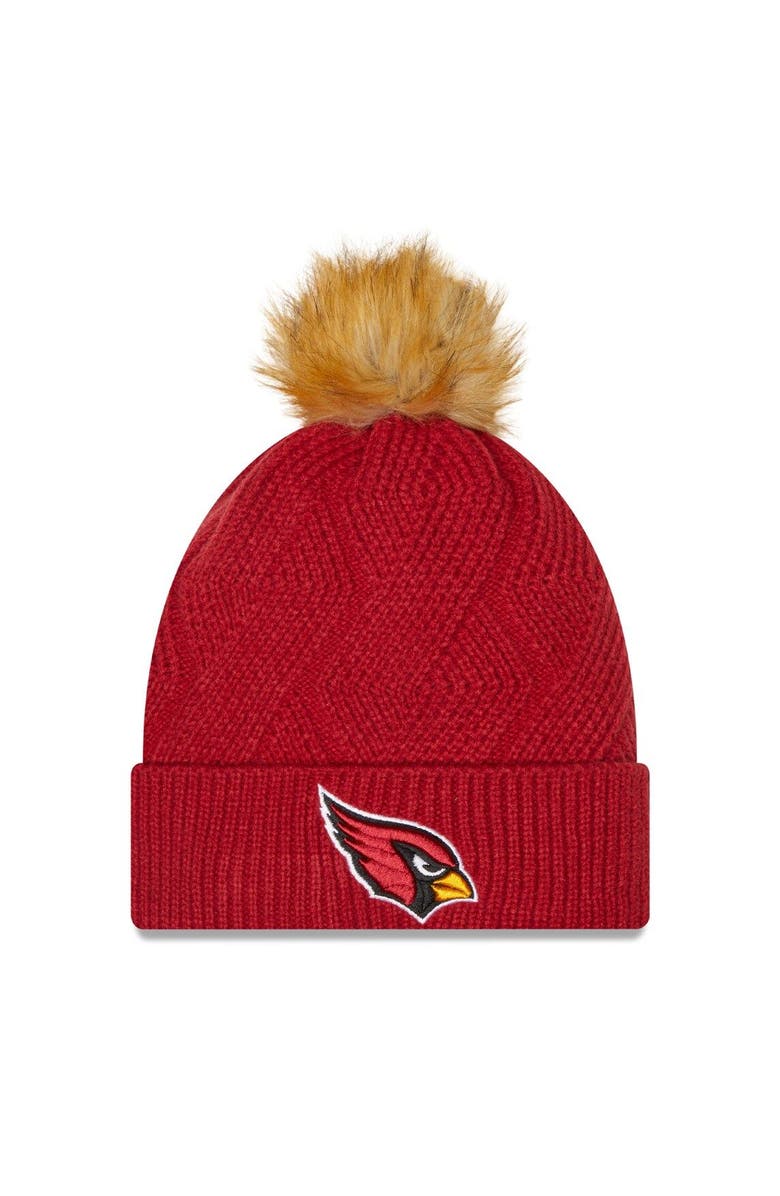 New Era Women's New Era Cardinal Arizona Cardinals Snowy Cuffed Knit Hat with Pom, Main, color, Cardinal