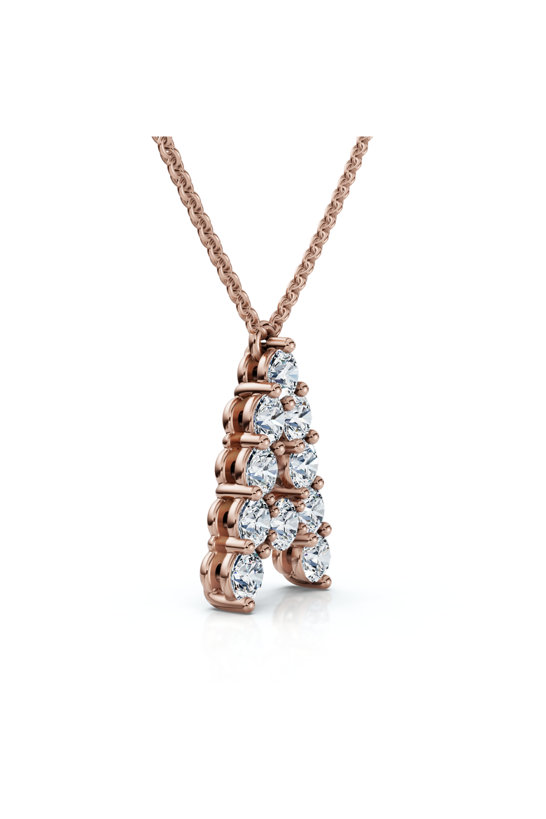 1Ct Diamond Initial "A" Pendant 14k Gold 18" Necklace Lab Grown 5/8" Tall, Main, color, Rose Gold