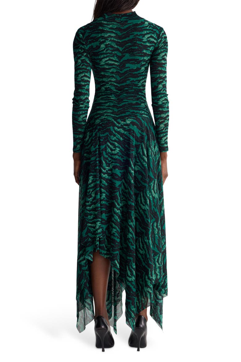 Margot Mesh Midi Dress, Alternate, color, PALACE TIGER MINI NOTTE GREEN