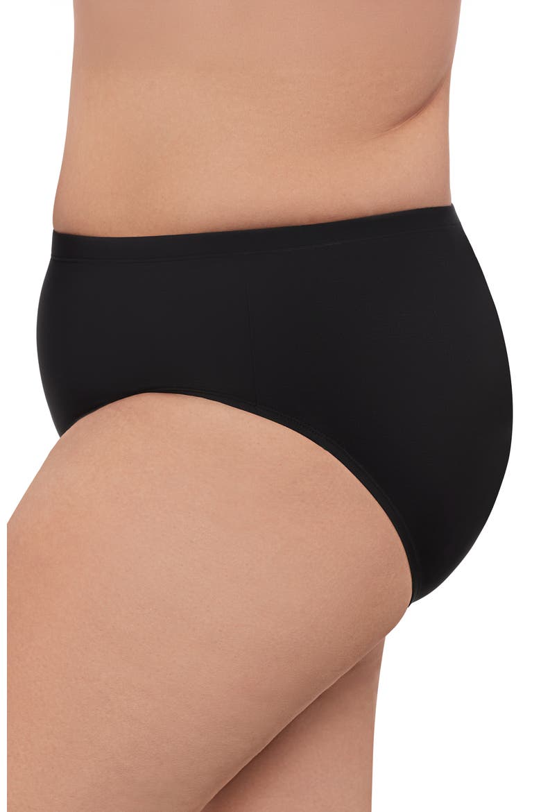 Plus Size Mid Rise Tummy Control Swim Brief, Alternate, color, Black