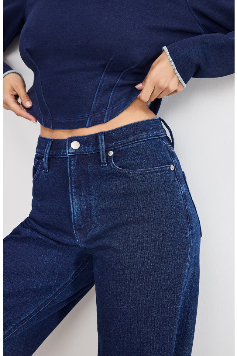 Jeanius Barrel Leg Faux Denim Terry Sweatpants, Alternate, color, INDIGO1029