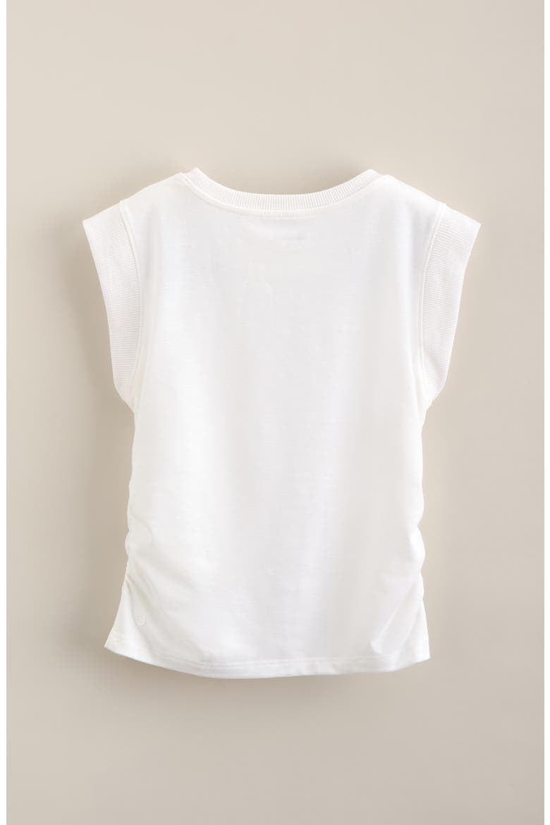 Kids' Side Shirred Cap Sleeve T-shirt, Alternate, color, WHITE