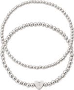 Adornia Beaded Initial Charm Bracelet Set