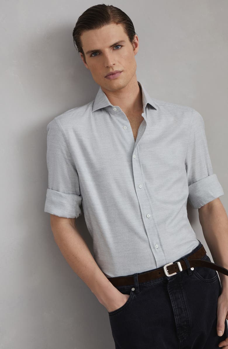 Brunello Cucinelli Flannel chevron shirt, Alternate, color, 