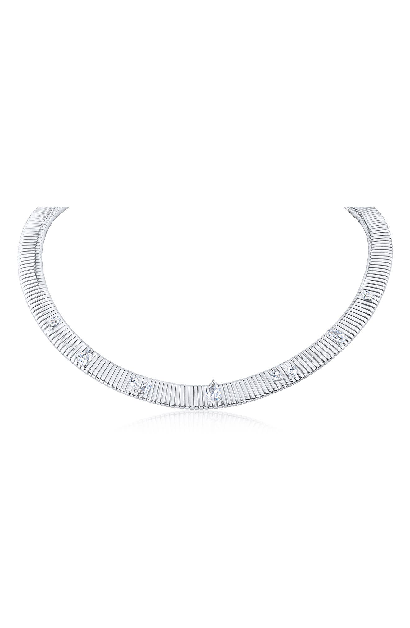 JARDIN Scattered Cubic Zirconia Omega Chain Necklace