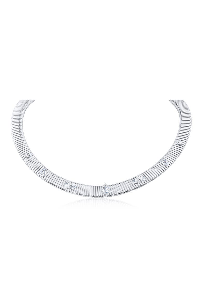 Scattered Cubic Zirconia Omega Chain Necklace (Nordstrom Exclusive), Main, color, CLEAR/ SILVER