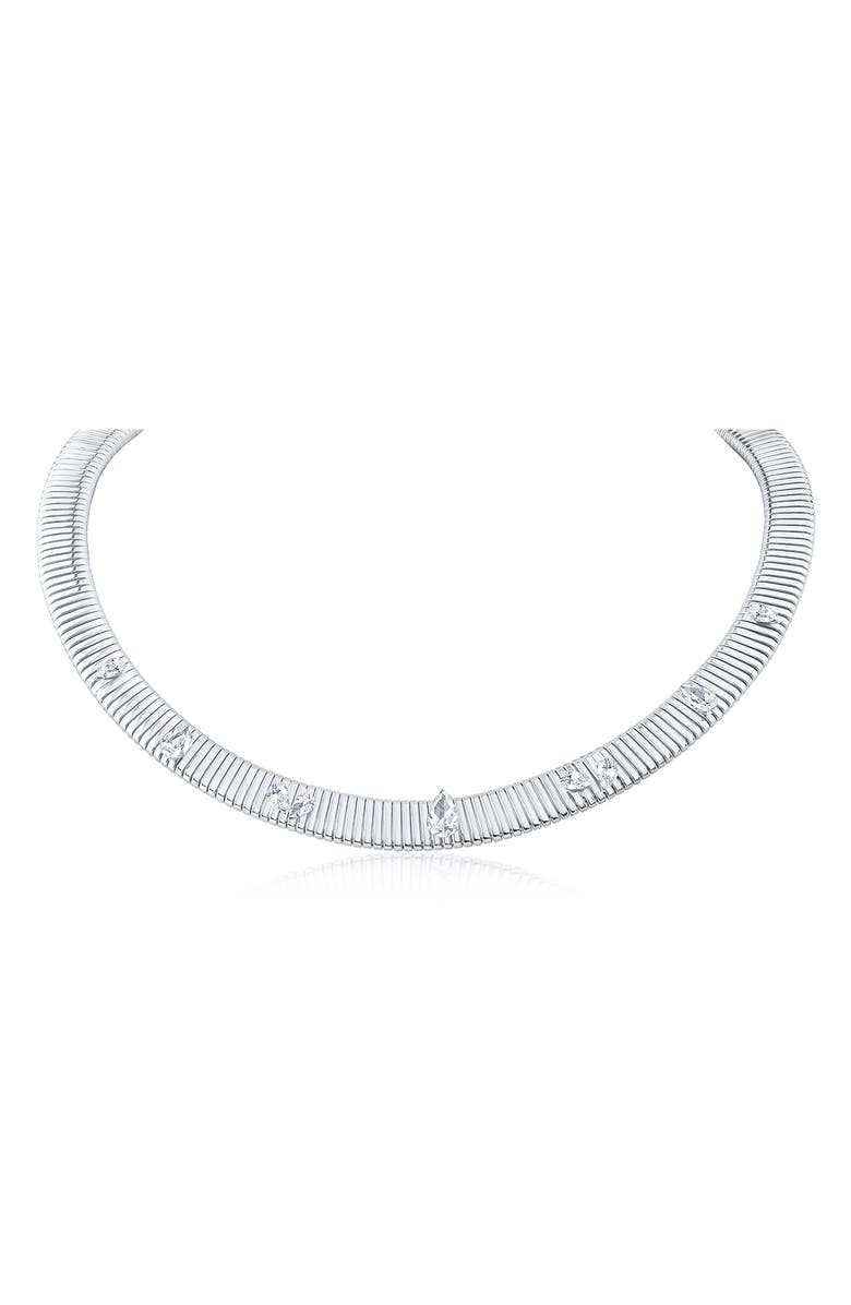 JARDIN Scattered Cubic Zirconia Omega Chain Necklace, Main, color, 