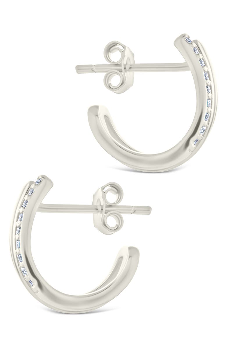 Sterling Forever Harlowe Claw Hoop Earrings, Alternate, color, Silver