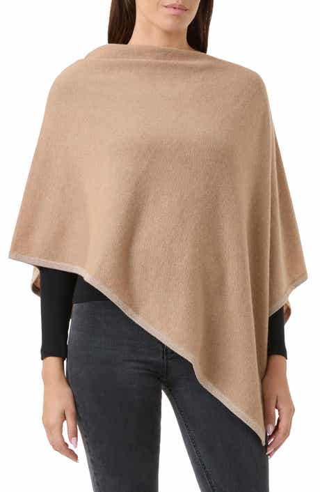 Wool & Cashmere Blend Tipped Poncho