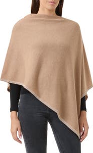 Sofia Cashmere Wool & Cashmere Blend Tipped Poncho