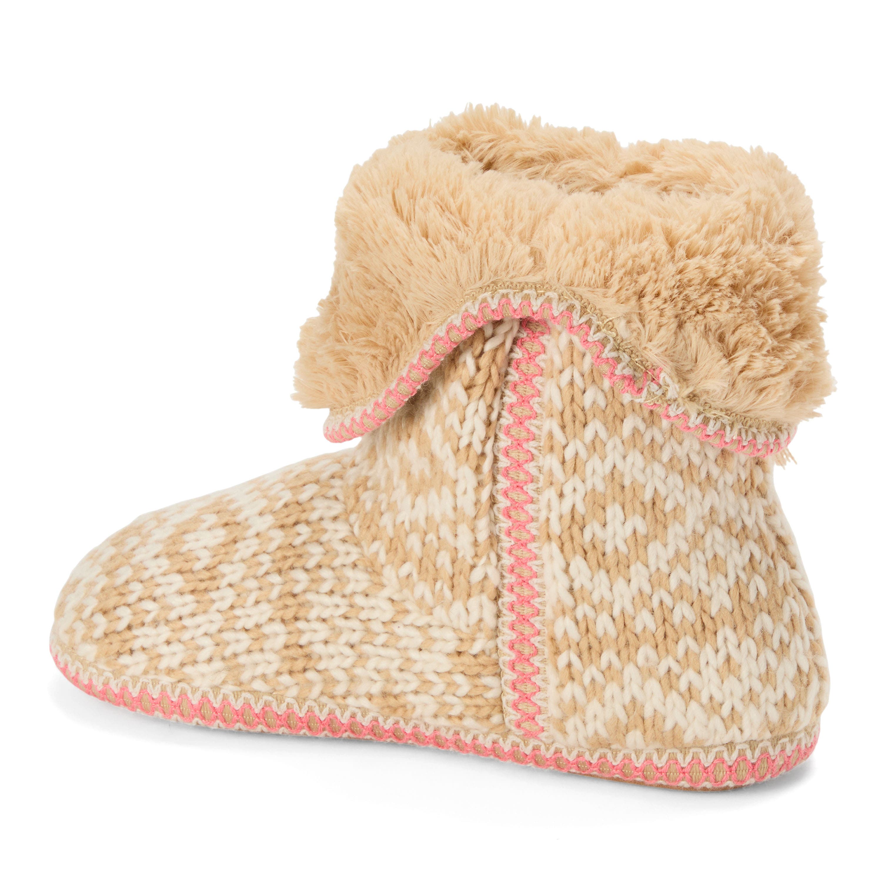 Becky Knit Bootie Slippers, Alternate, color, LATTE
