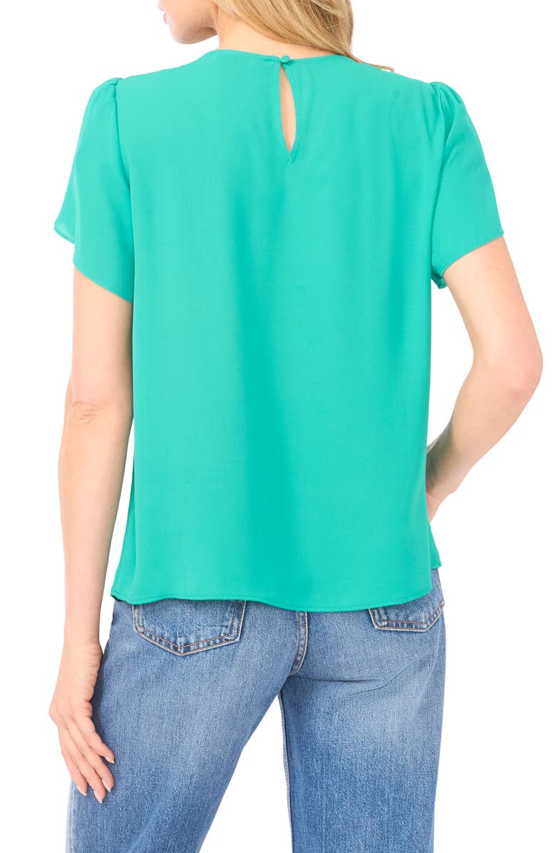 CeCe Shirred Tulip Sleeve Top, Alternate, color, Everglade