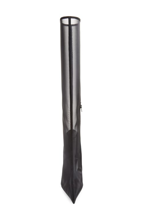Shop Jeffrey Campbell Peepshow Pointed Toe Knee High Boot In Black Suede Mesh Combo