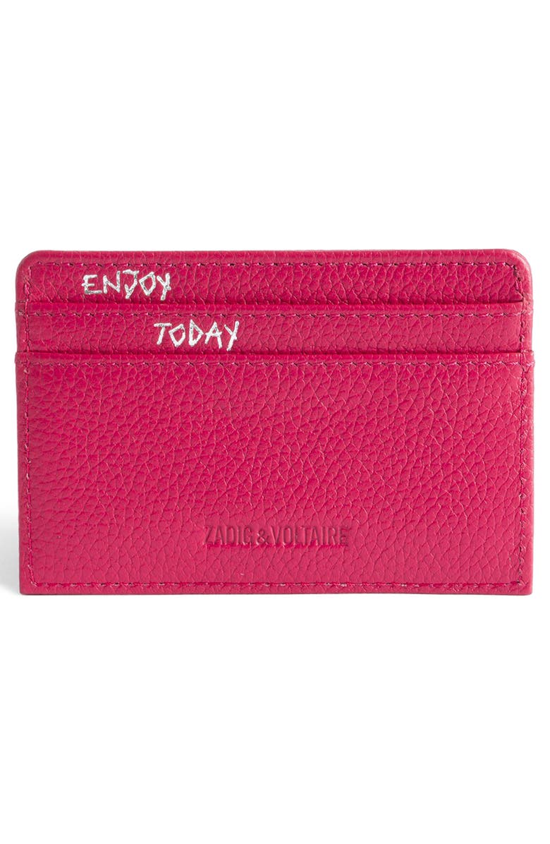 Zadig & Voltaire Pass Leather Card Case, Alternate, color, Podium