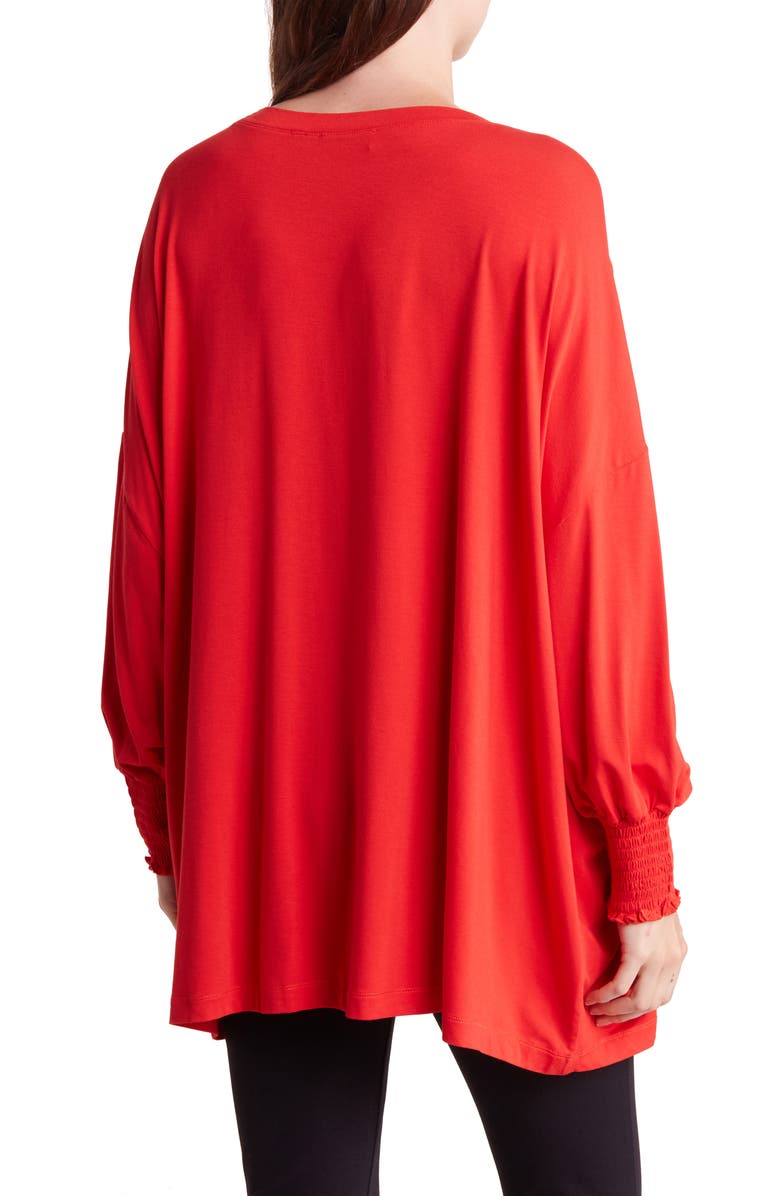 PATRIZIA LUCA Oversize Long Sleeve Twist Front Top, Alternate, color, Red