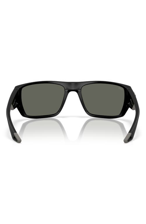 Costa Del Mar Finlet 59mm Polarized Rectangular Sunglasses In Matte Black/gray 580g