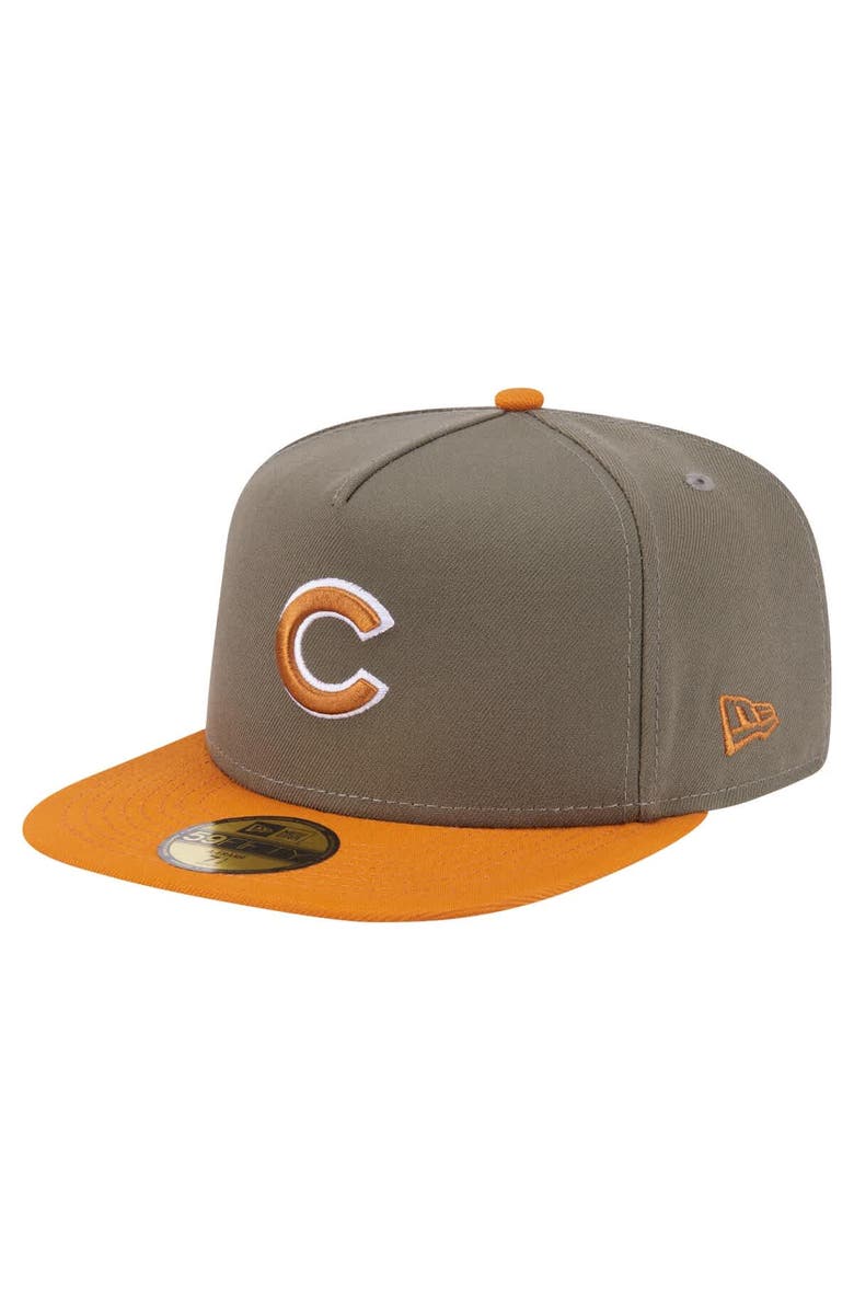 New Era Men's New Era Olive/Orange Chicago Cubs Two-Tone Color Pack A-Frame 59FIFTY Fitted Hat, Main, color, Olive