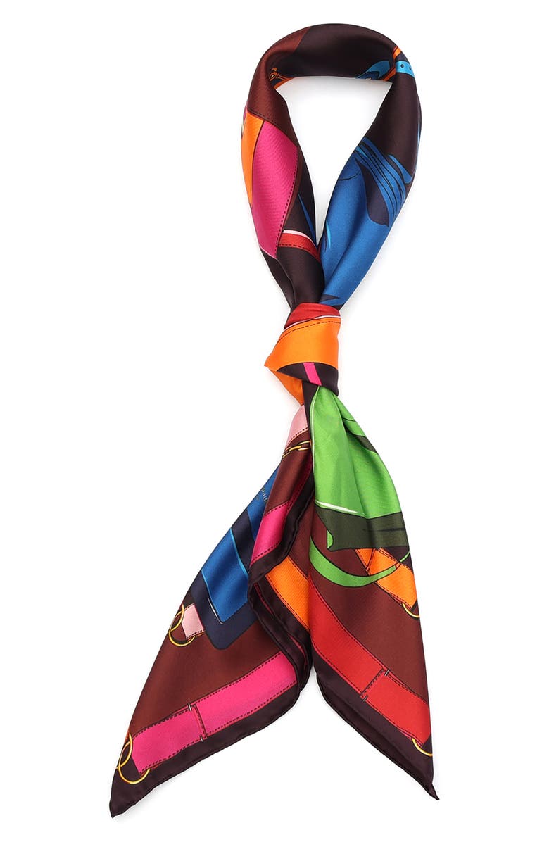 Kate Spade New York bag print square silk bandana scarf, Alternate, color,