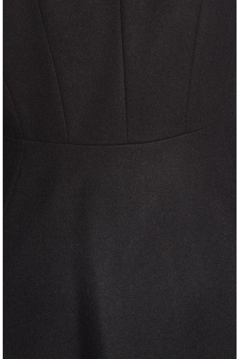 Double Breasted Fit & Flare Coat with Faux Fur Collar, Alternate, color, BLACK