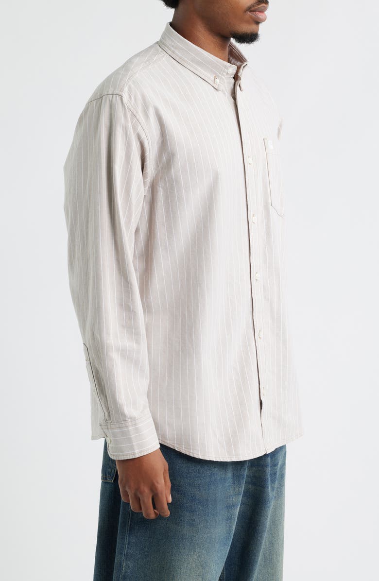 Carhartt Work In Progress Cassel Cotton Oxford Button-Down Shirt, Alternate, color, Cassel Stripe Peanut / White