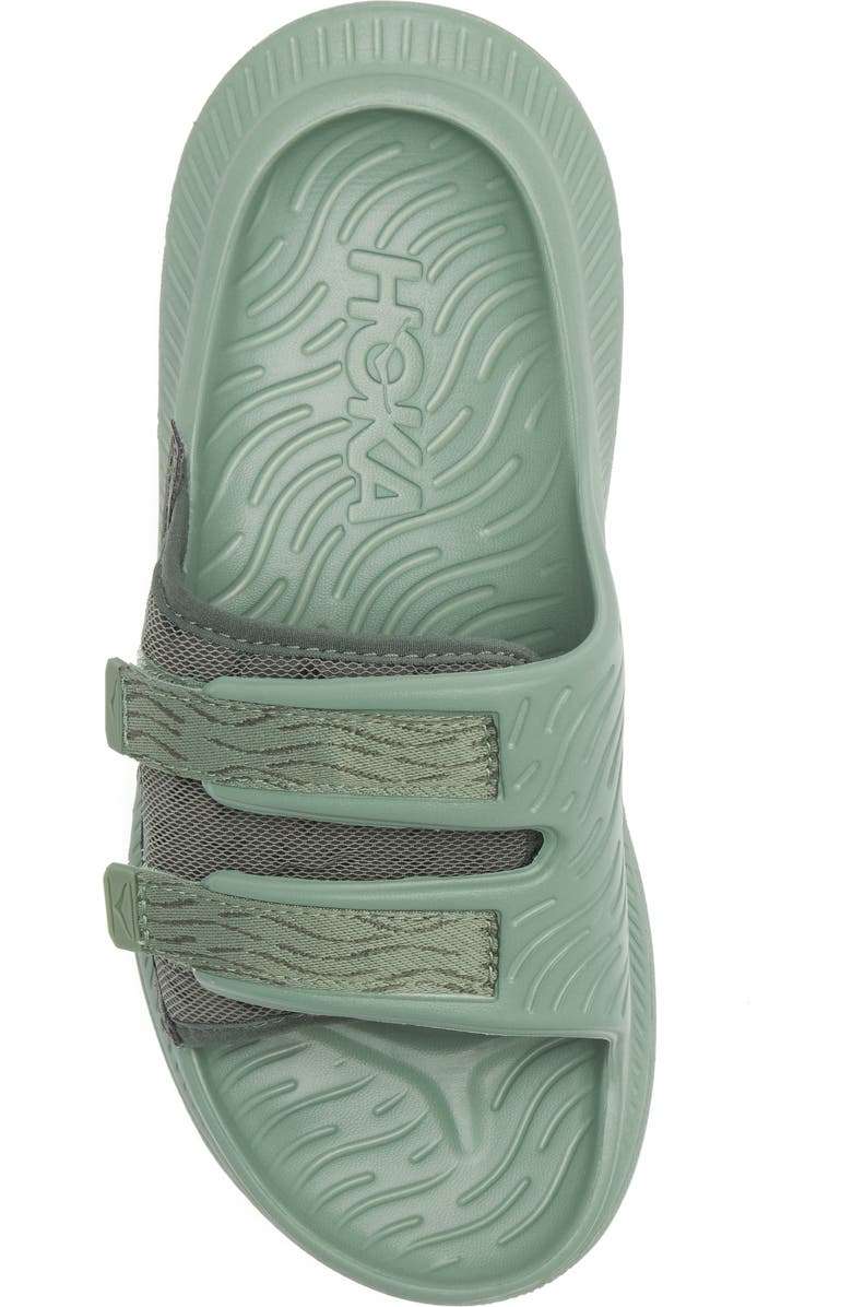 HOKA Gender Inclusive Ora Luxe Slide Sandal, Alternate, color, Thyme / Loden Frost