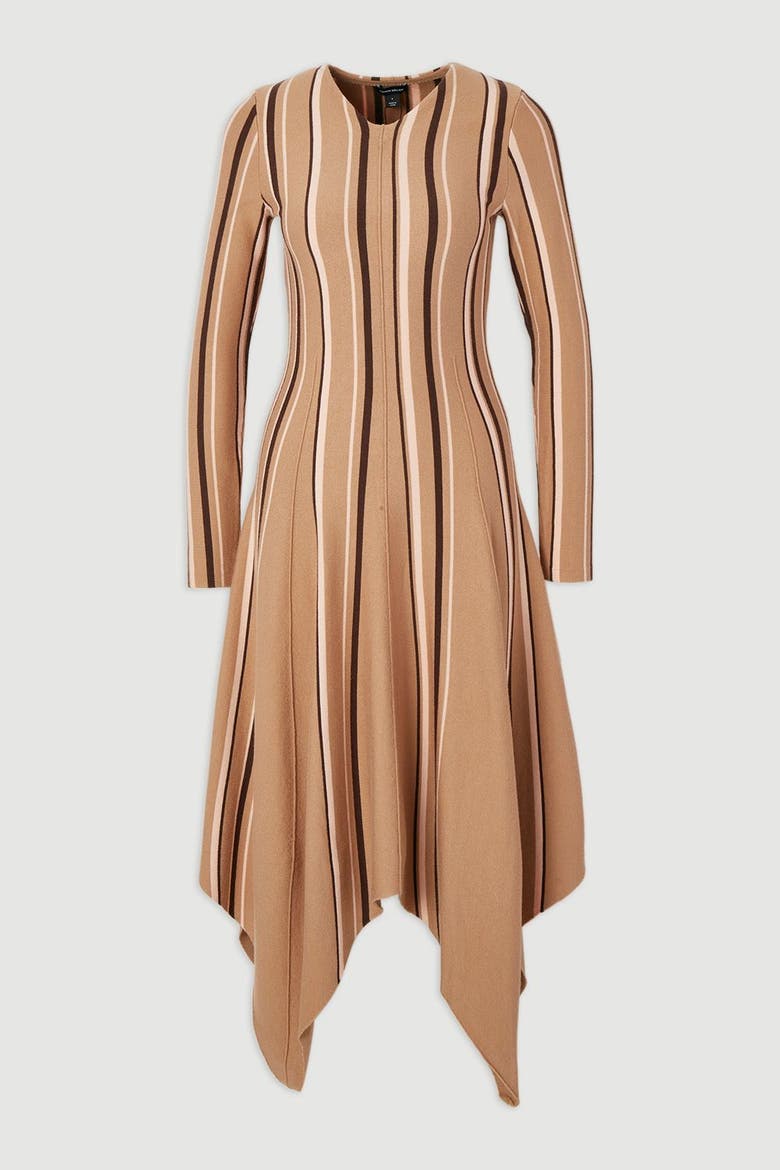 Asymmetric Hem Knit Midi Dress, Alternate, color, Camel