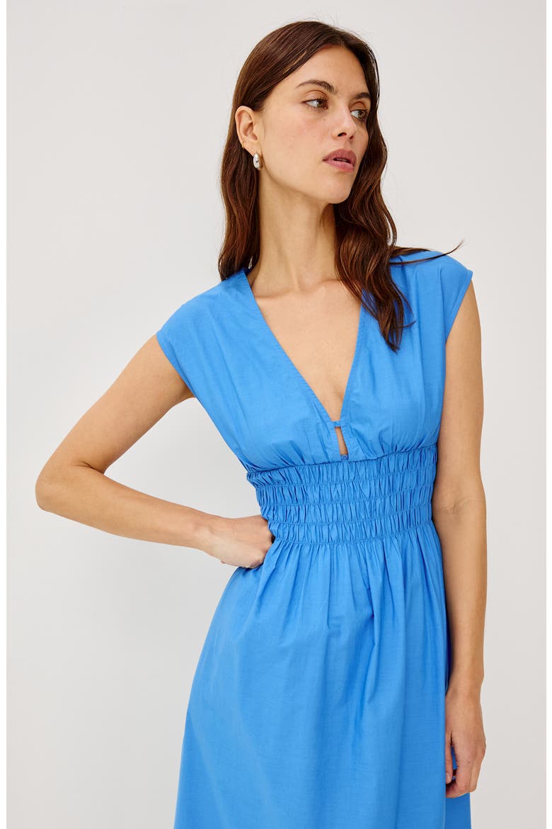 Roxanne Eyelet Embroidered Cotton Midi Dress, Alternate, color, HARBOR BLUE