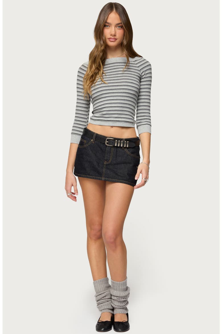 Imelde Stripe Boat Neck Crop Top, Alternate, color, GRAY-MELANGE