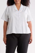 Eileen Fisher Grid Print Organic Cotton Camp Shirt
