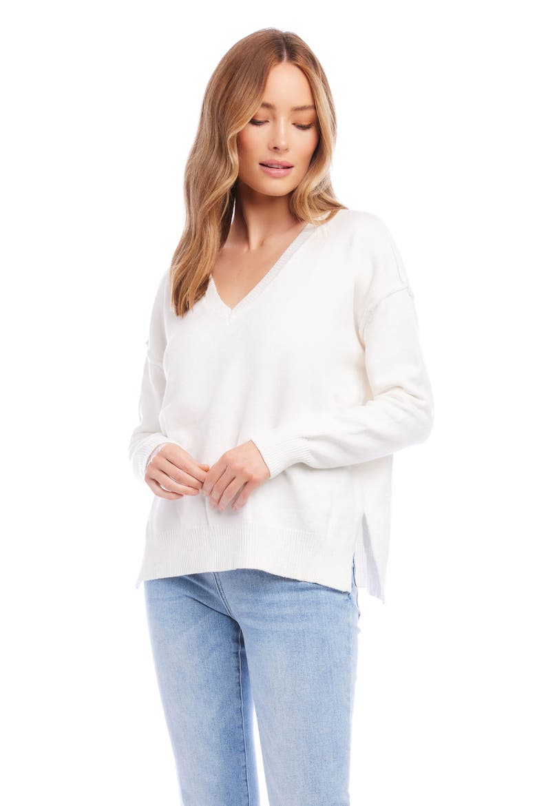 V-Neck Sweater, Alternate, color, OFF WHITE
