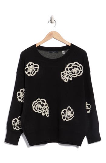 T Tahari Floral Crewneck Sweater In Multi