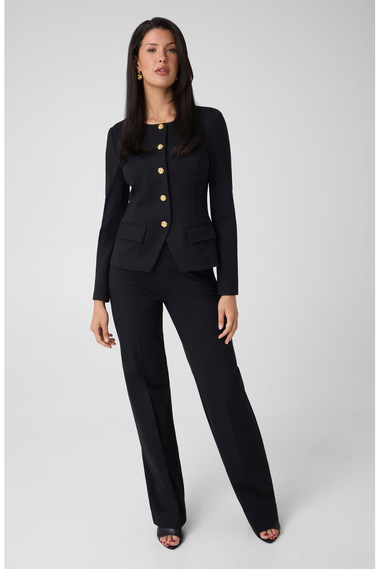Sophia Collarless Ponte Blazer, Alternate, color, JBLACK-BLACK