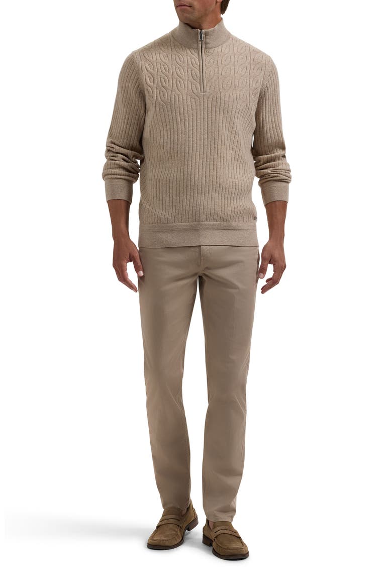 Cotton and Cashmere Quarter Zip Sweater, Alternate, color, COBBLESTONE