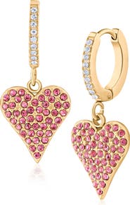 JARDIN Crystal Heart Huggie Hoop Earrings