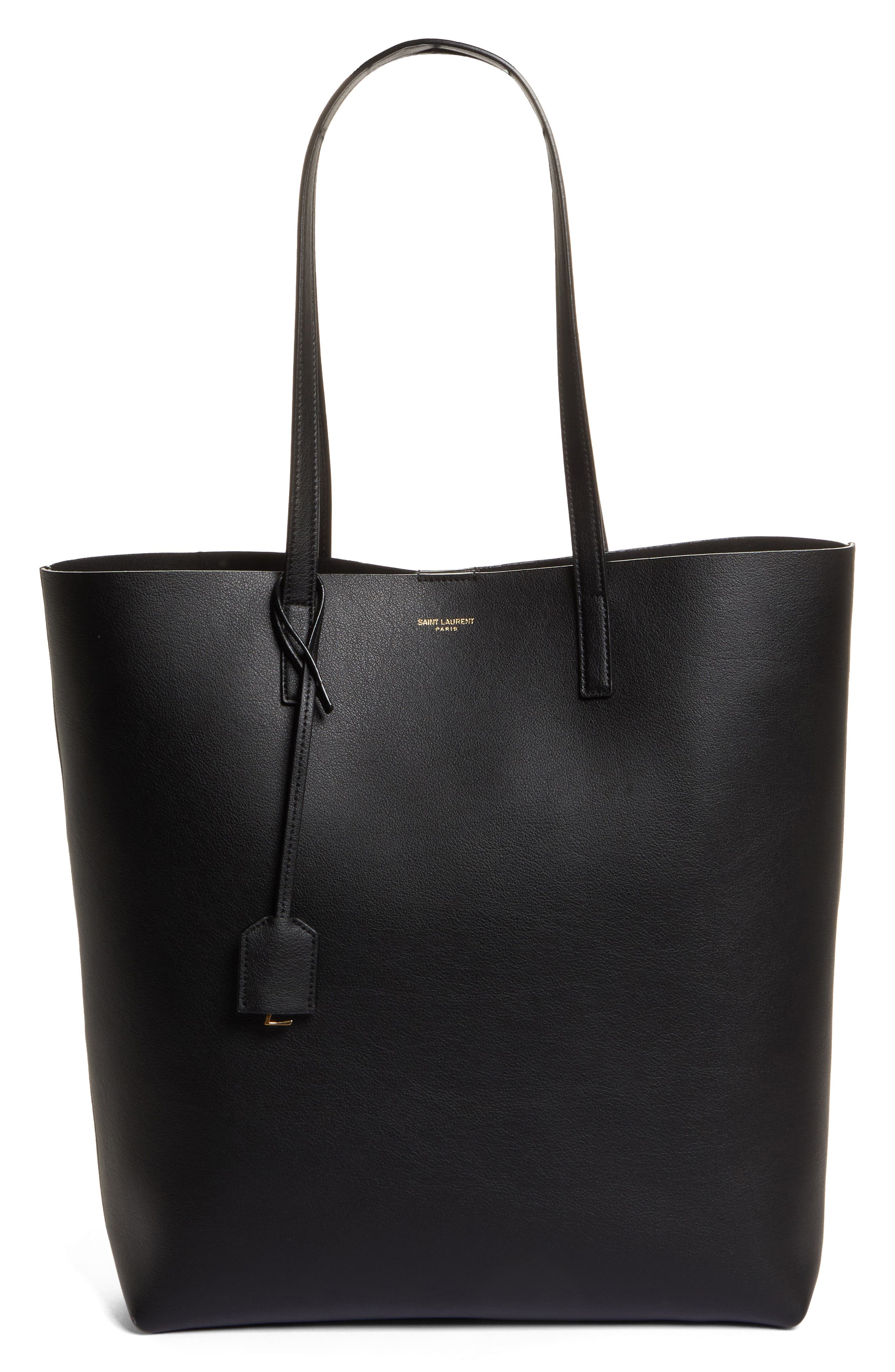 Saint Laurent North/South Leather Shopping Tote, Main, color, 