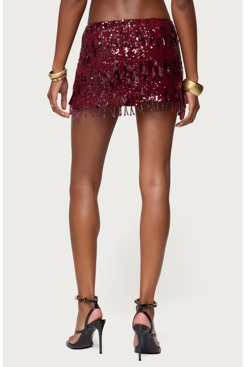 Dalis Fringe Sequin Miniskirt, Alternate, color, BURGUNDY