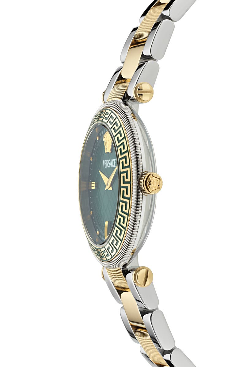 Versace Reve Bracelet Watch, 35mm, Alternate, color, Two Tone Green