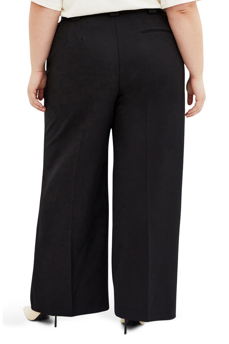Jazmin Pleat Crepe Wide Leg Pants, Alternate, color, BLACK