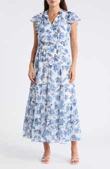 Halogen® Tie Neck Tiered Maxi Dress