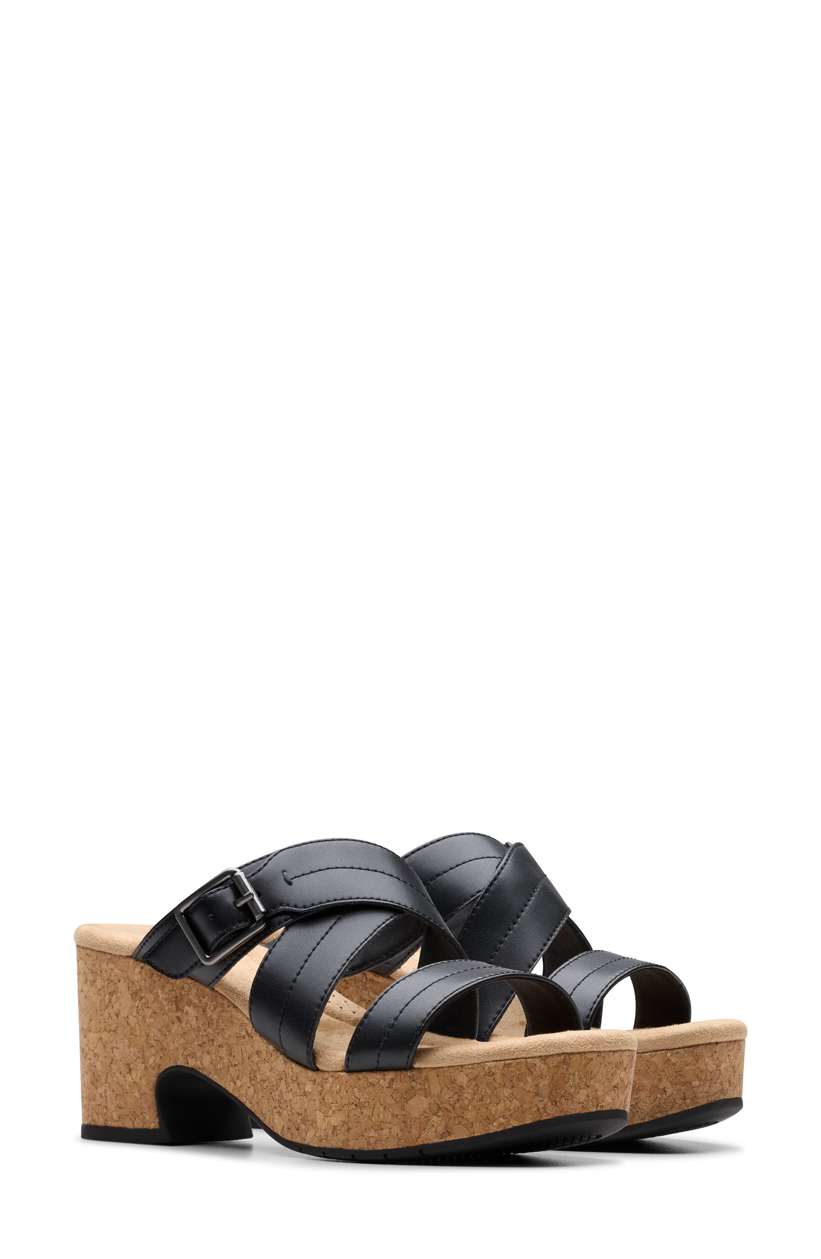 Clarks<sup>®</sup> Nerisa Holly Platform Sandal, Alternate, color, Black Leather