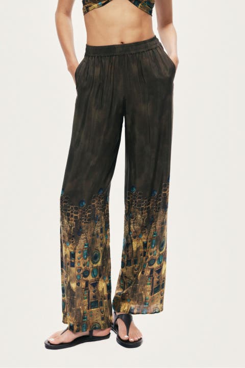 Printed Straight-Leg Pants