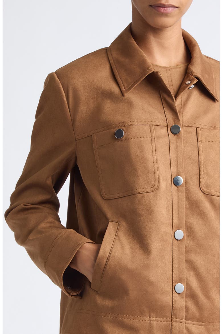 Isalya Faux Suede Button Front Jacket, Alternate, color, CEDAR